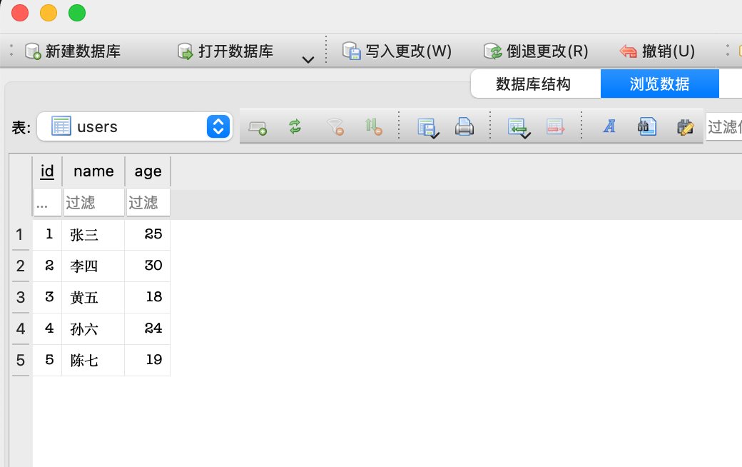 SQLite 表格演示